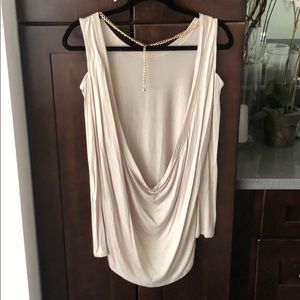 Open shoulder drape back blouse